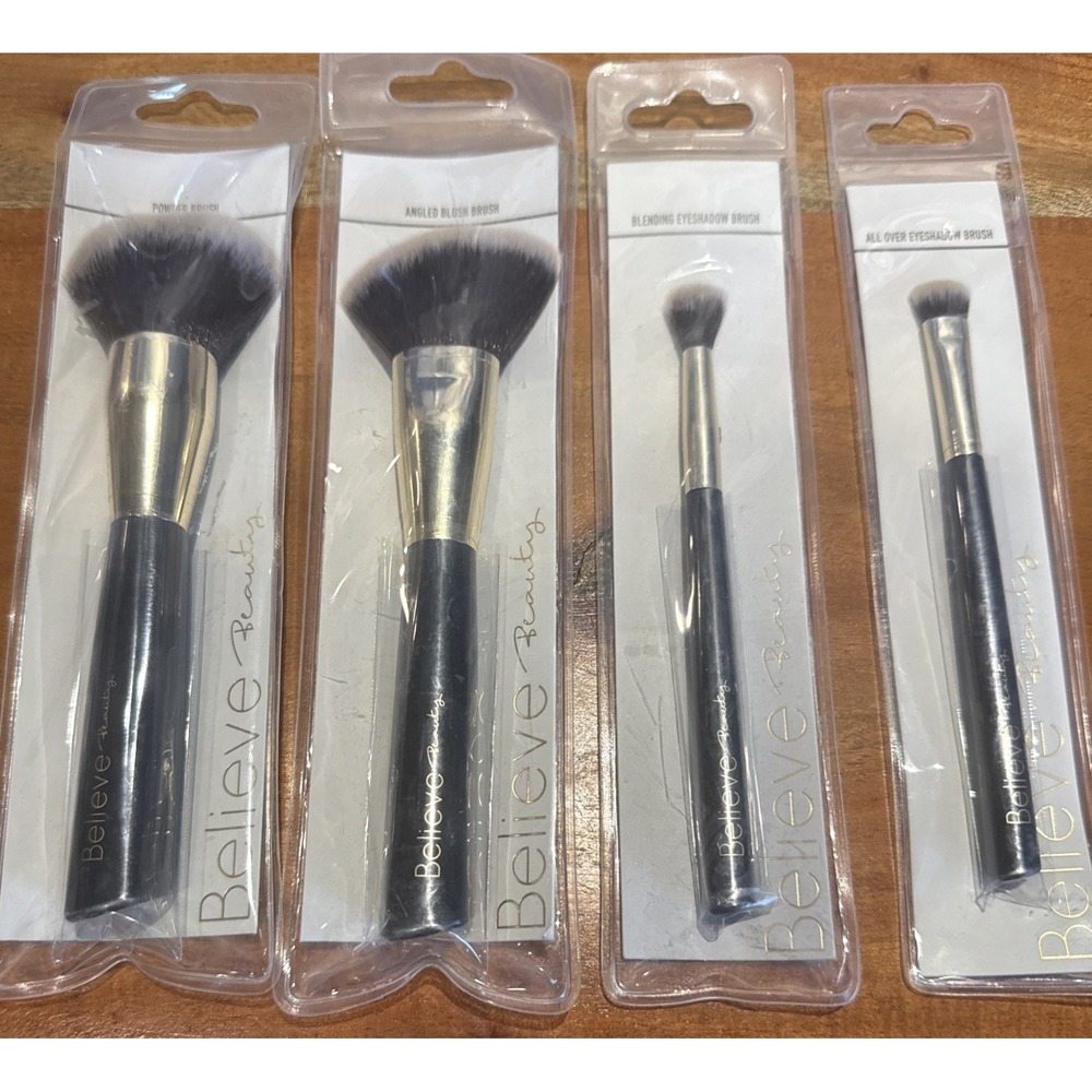 Believe Beauty Makeup Brush Set Powder Blending Blush Eyeshadow 4pc NEW